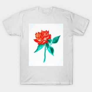 Red rose on white T-Shirt